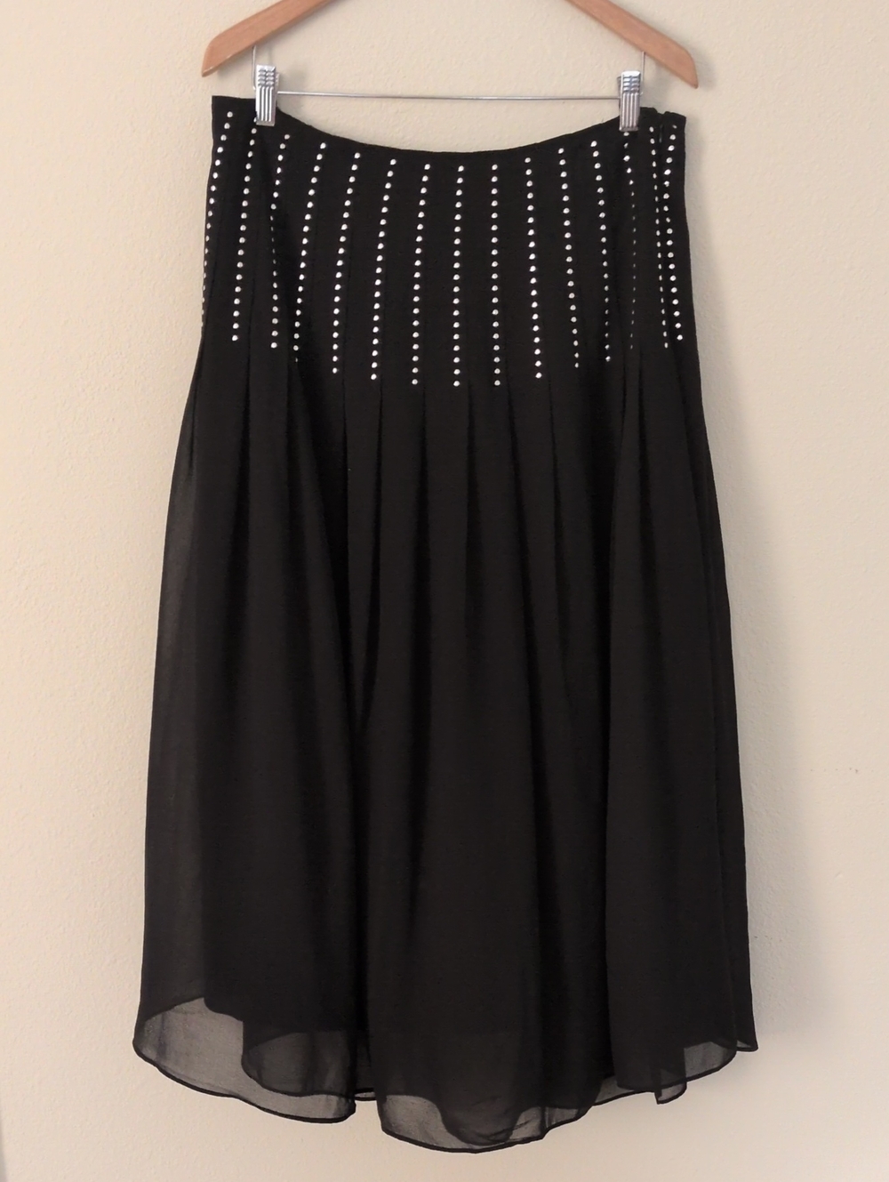 DKNY Grommets Studded Pleated Black Skirt